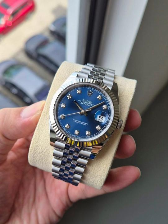 Role_x Oyster Perpetual Date Just Diamond Silver-Blue