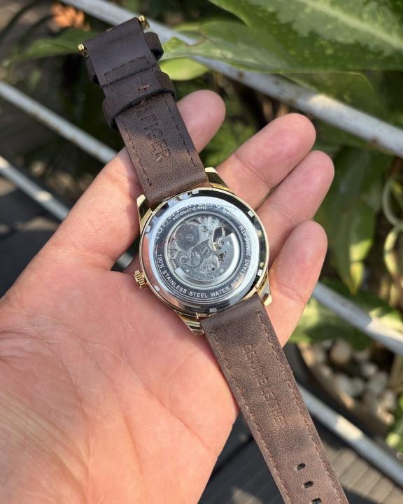 Tommy_hilfiger Automatic Leather DarkBrown-Gold-White