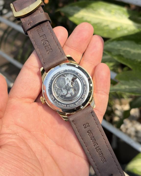 Tommy_hilfiger Automatic Leather DarkBrown-Gold-Black