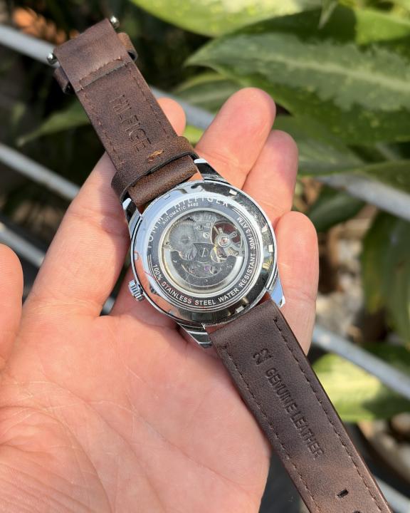 Tommy_hilfiger Automatic Leather DarkBrown-Silver-White