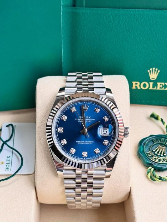 Role_x Oyster Perpetual Date Just Diamond Silver-Blue