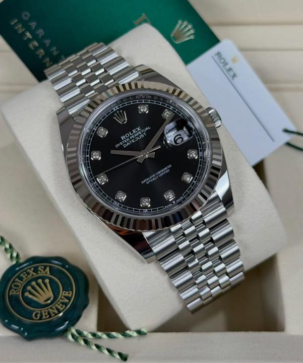 Role_x Oyster Perpetual Date Just Diamond Silver-Black