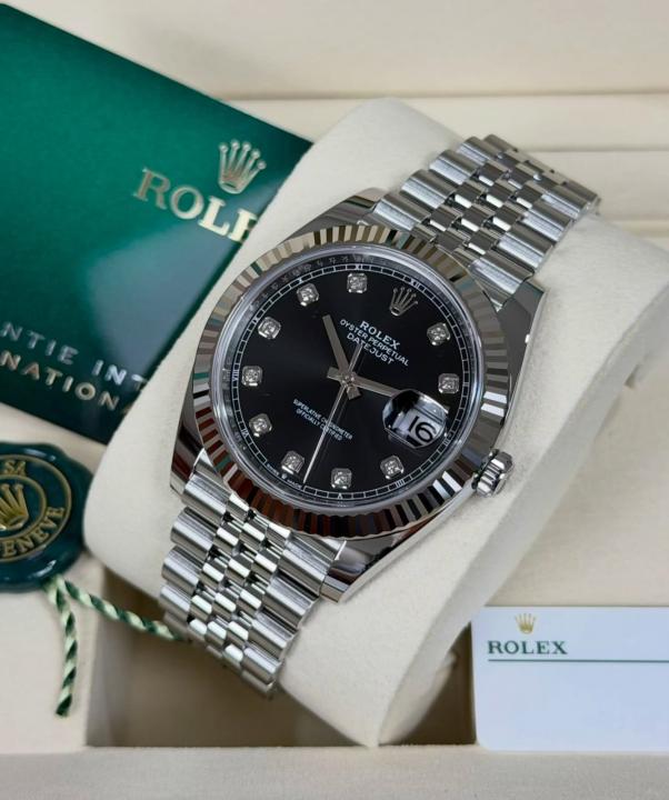 Role_x Oyster Perpetual Date Just Diamond Silver-Black