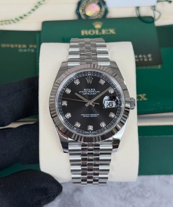 Role_x Oyster Perpetual Date Just Diamond Silver-Black
