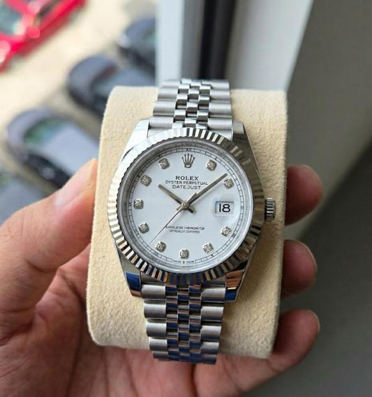 Role_x Oyster Perpetual Date Just Diamond Silver-White